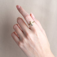 Gold Diamond Hamsa Hand Jewish Star Of David Protection Ring (Available in Yellow/Rose/White Gold)