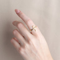 Gold Egyptian Ankh Cross Hieroglyphics Ring (Available in Yellow/Rose/White Gold)