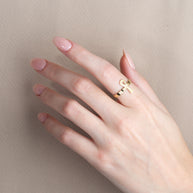 Gold Egyptian Hieroglyphics Ankh Cross Ring (Available in Yellow/Rose/White Gold)