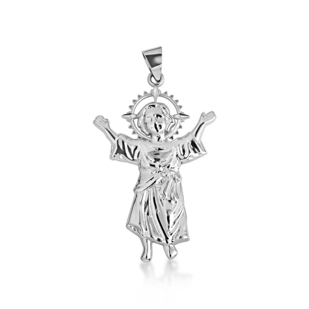 .925 Sterling Silver Sacred Baby Jesus Divine Pendant Necklace (Available in Small/Medium/Large)
