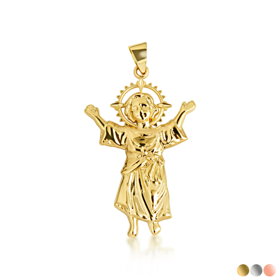 Gold Sacred Baby Jesus Divine Pendant Necklace (Available in Small/Medium/Large & Yellow/Rose/White Gold)