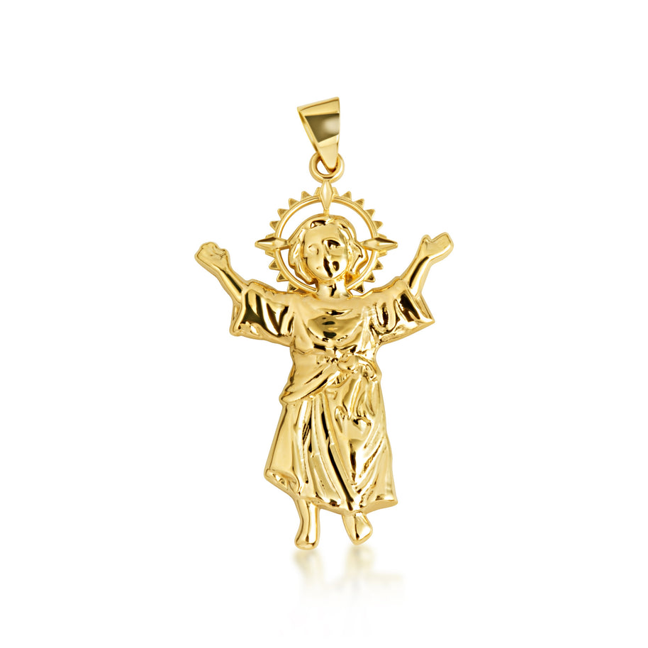 Gold Sacred Baby Jesus Divine Pendant Necklace (Available in Small/Medium/Large & Yellow/Rose/White Gold)