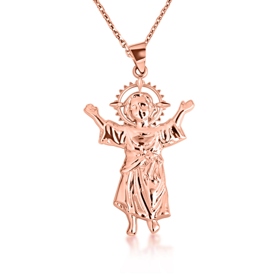 Gold Sacred Baby Jesus Divine Pendant Necklace (Available in Small/Medium/Large & Yellow/Rose/White Gold)