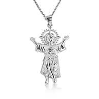 .925 Sterling Silver Sacred Baby Jesus Divine Pendant Necklace (Available in Small/Medium/Large)