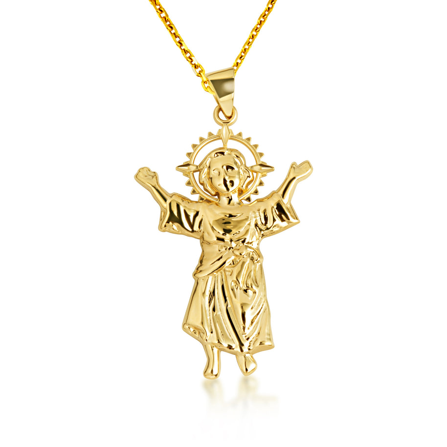 Gold Sacred Baby Jesus Divine Pendant Necklace (Available in Small/Medium/Large & Yellow/Rose/White Gold)