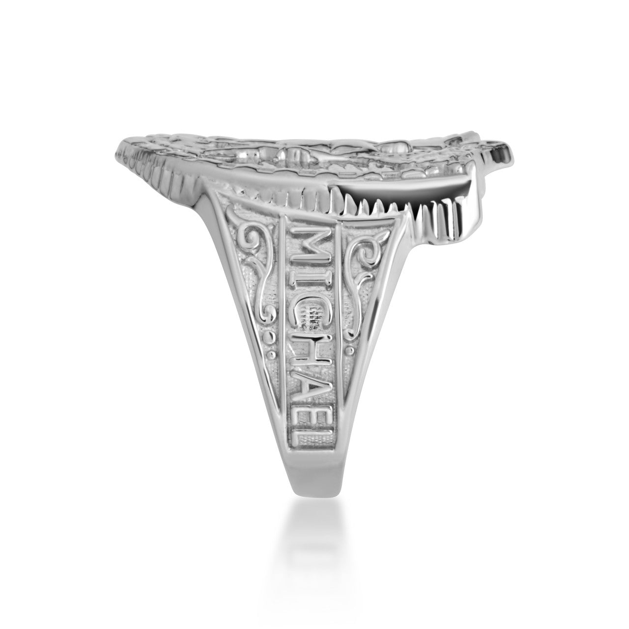 .925 Sterling Silver Saint Michael Archangel Shield Signet Ring