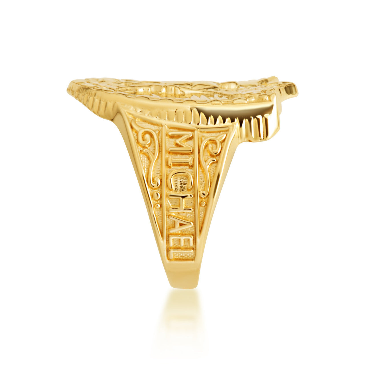 Gold Saint Michael Archangel Shield Signet Ring (Available in Yellow/Rose/White Gold)
