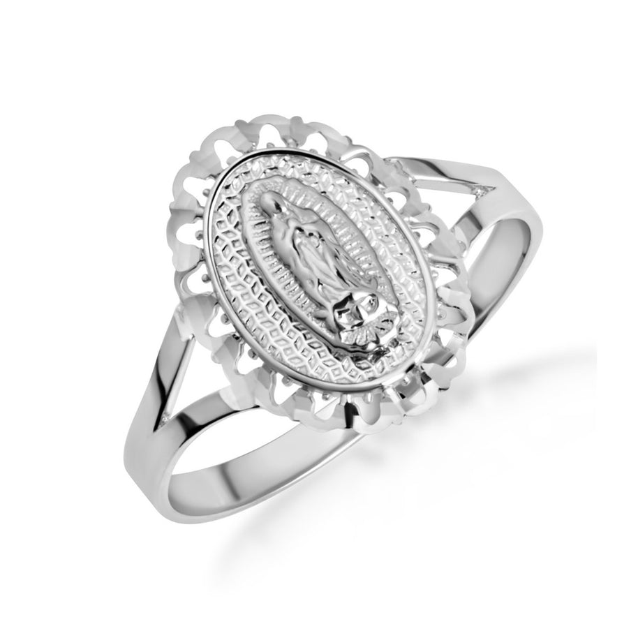 .925 Sterling Silver Lady Of Guadalupe Sacred Oval Medallion Ring