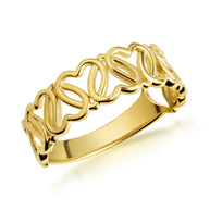 Gold Interlocking Hearts Love Band Ring (Available in Yellow/Rose/White Gold)