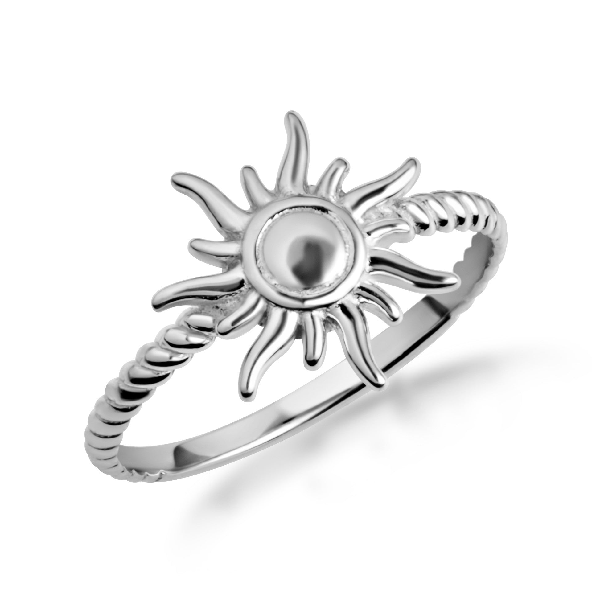 Gold Celestial Sun Rope Ring (Available in Yellow/Rose/White Gold)