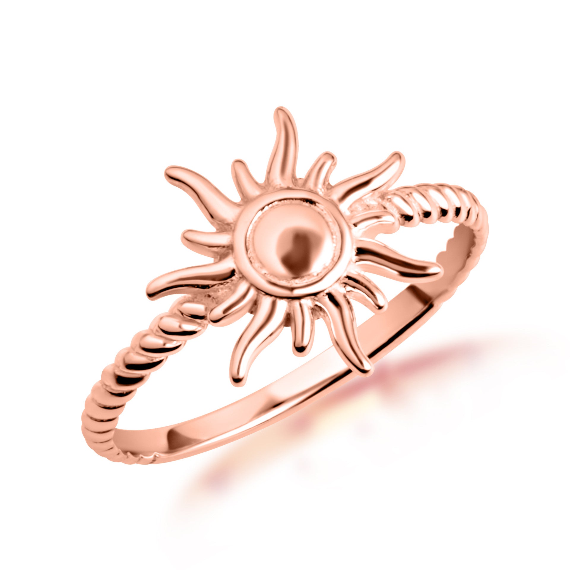 Gold Celestial Sun Rope Ring (Available in Yellow/Rose/White Gold)