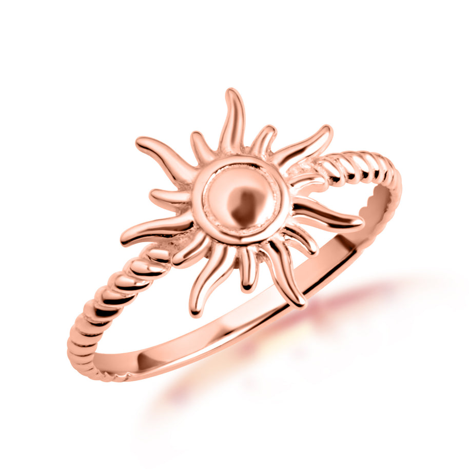 Gold Celestial Sun Rope Ring (Available in Yellow/Rose/White Gold)