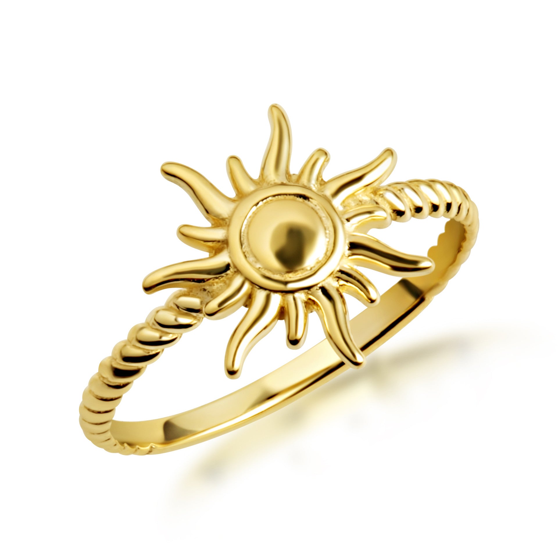 Gold Celestial Sun Rope Ring (Available in Yellow/Rose/White Gold)