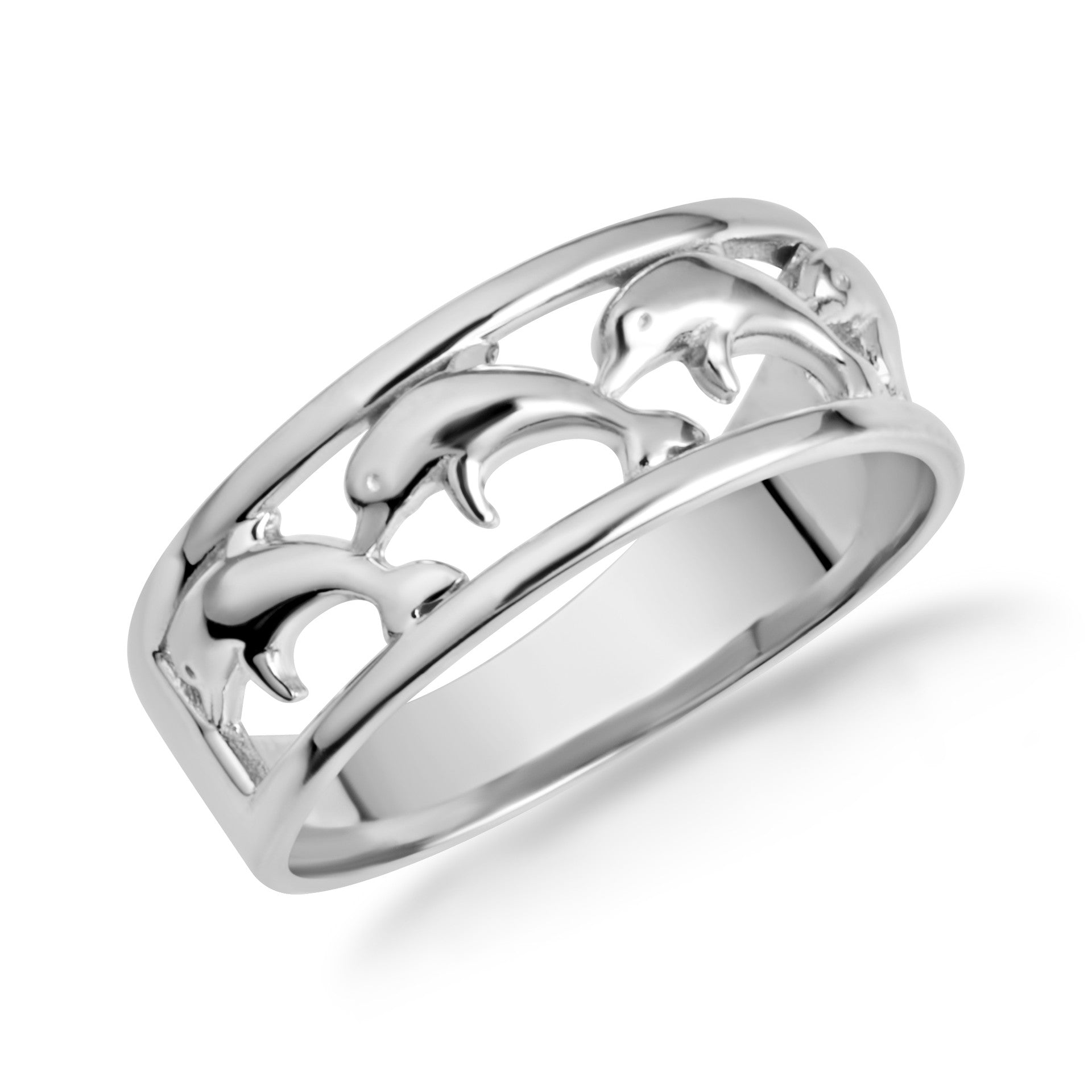 Gold Marine Dolphins Band Ring (Available in Yellow/Rose/White Gold)