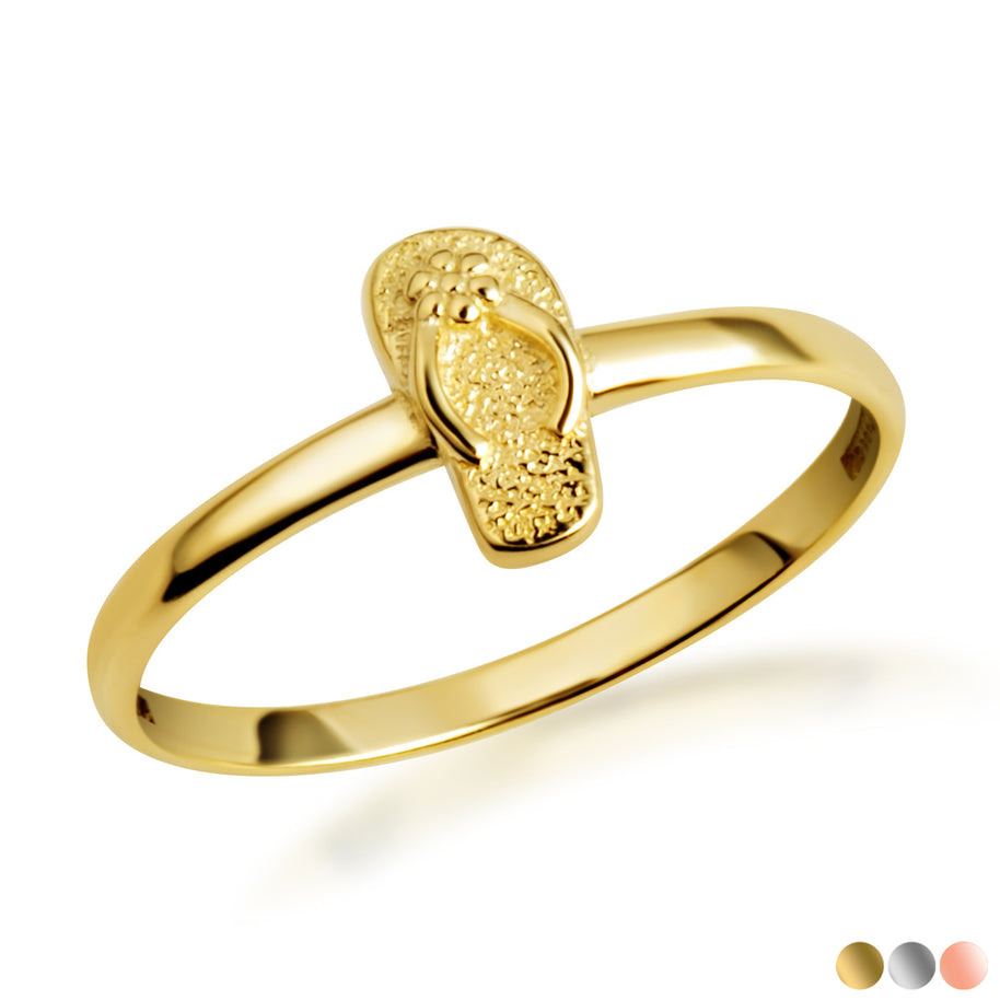 Gold Beach Sandals Flip-Flop Ring (Available in Yellow/Rose/White Gold)