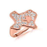 Gold Texas Lone Star State Map Cubic Zirconia Ring (Available in Yellow/Rose/White Gold)