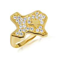 Gold Texas Lone Star State Map Cubic Zirconia Ring (Available in Yellow/Rose/White Gold)