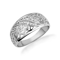 Two-Tone Gold Diamond Filigree Band Ring (Available in Yellow/Rose/White Gold)