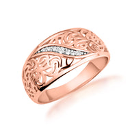 Two-Tone Gold Diamond Filigree Band Ring (Available in Yellow/Rose/White Gold)
