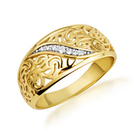 Two-Tone Gold Diamond Filigree Band Ring (Available in Yellow/Rose/White Gold)