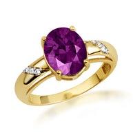 Yellow Gold Diamond Oval Gemstone Statement Ring