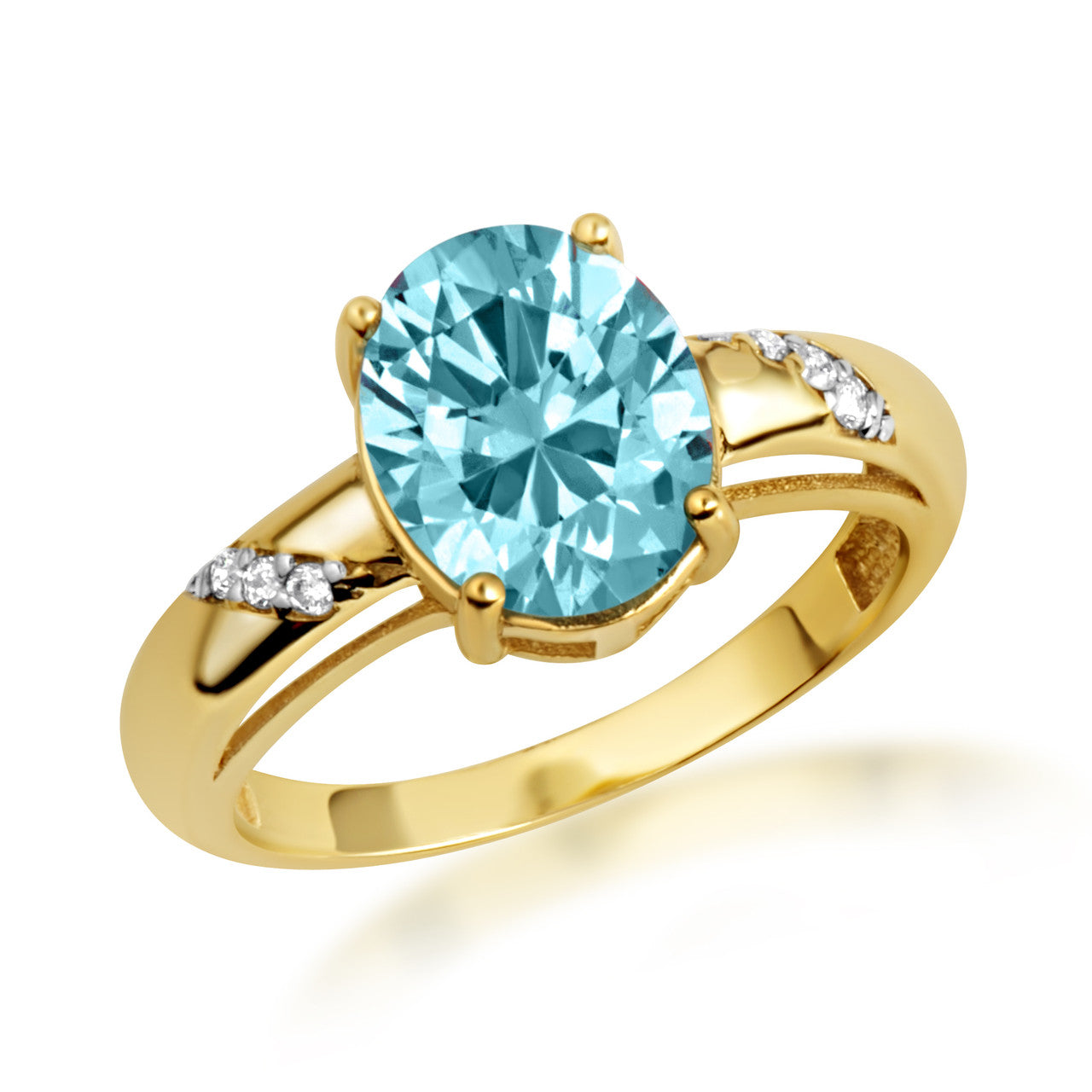 Yellow Gold Diamond Oval Gemstone Statement Ring