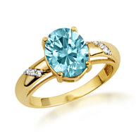Yellow Gold Diamond Oval Gemstone Statement Ring