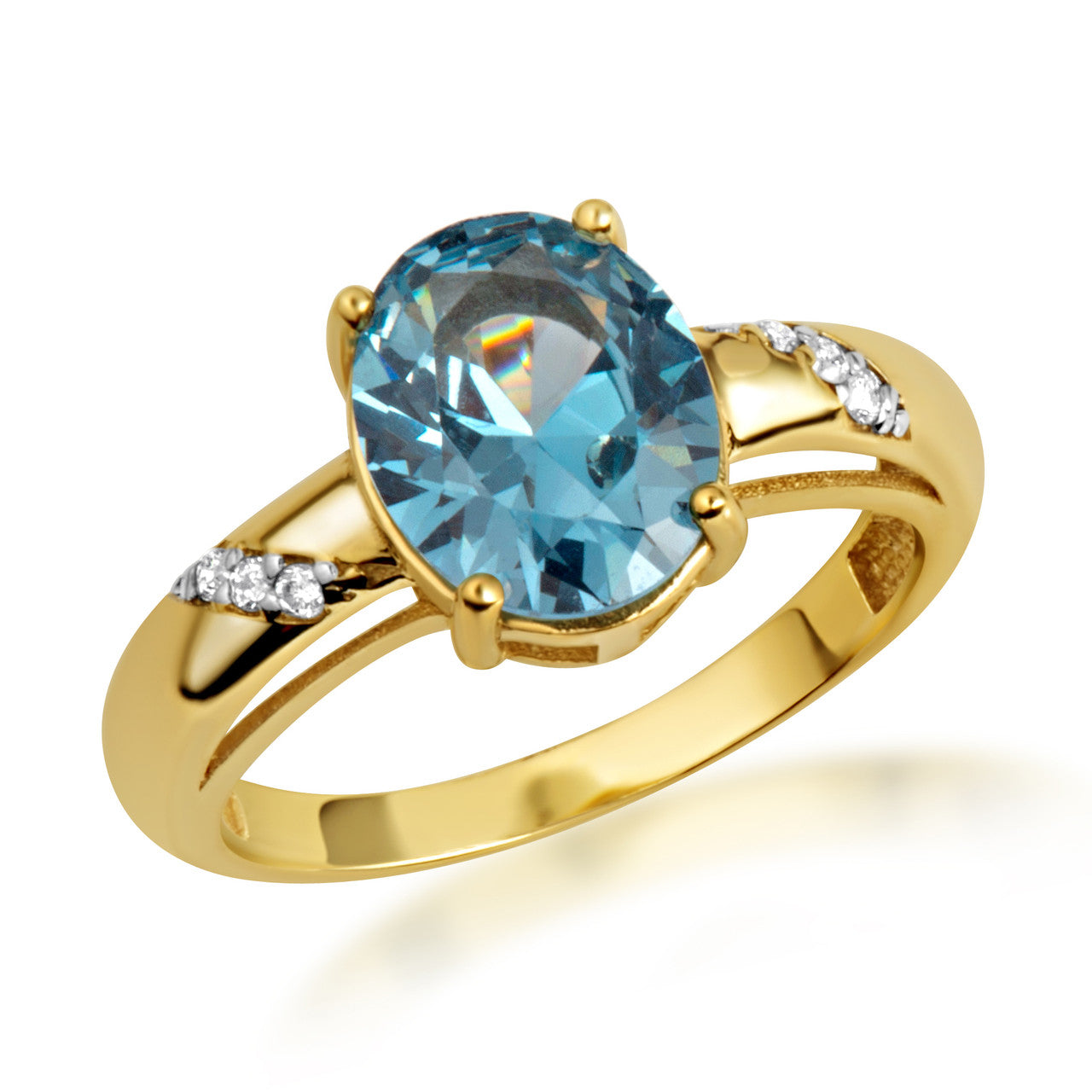 Yellow Gold Diamond Oval Gemstone Statement Ring