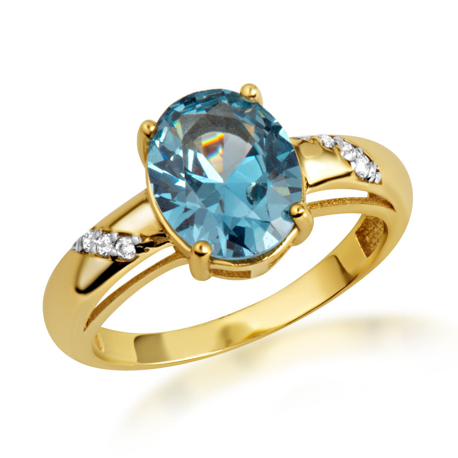 Yellow Gold Diamond Oval Gemstone Statement Ring