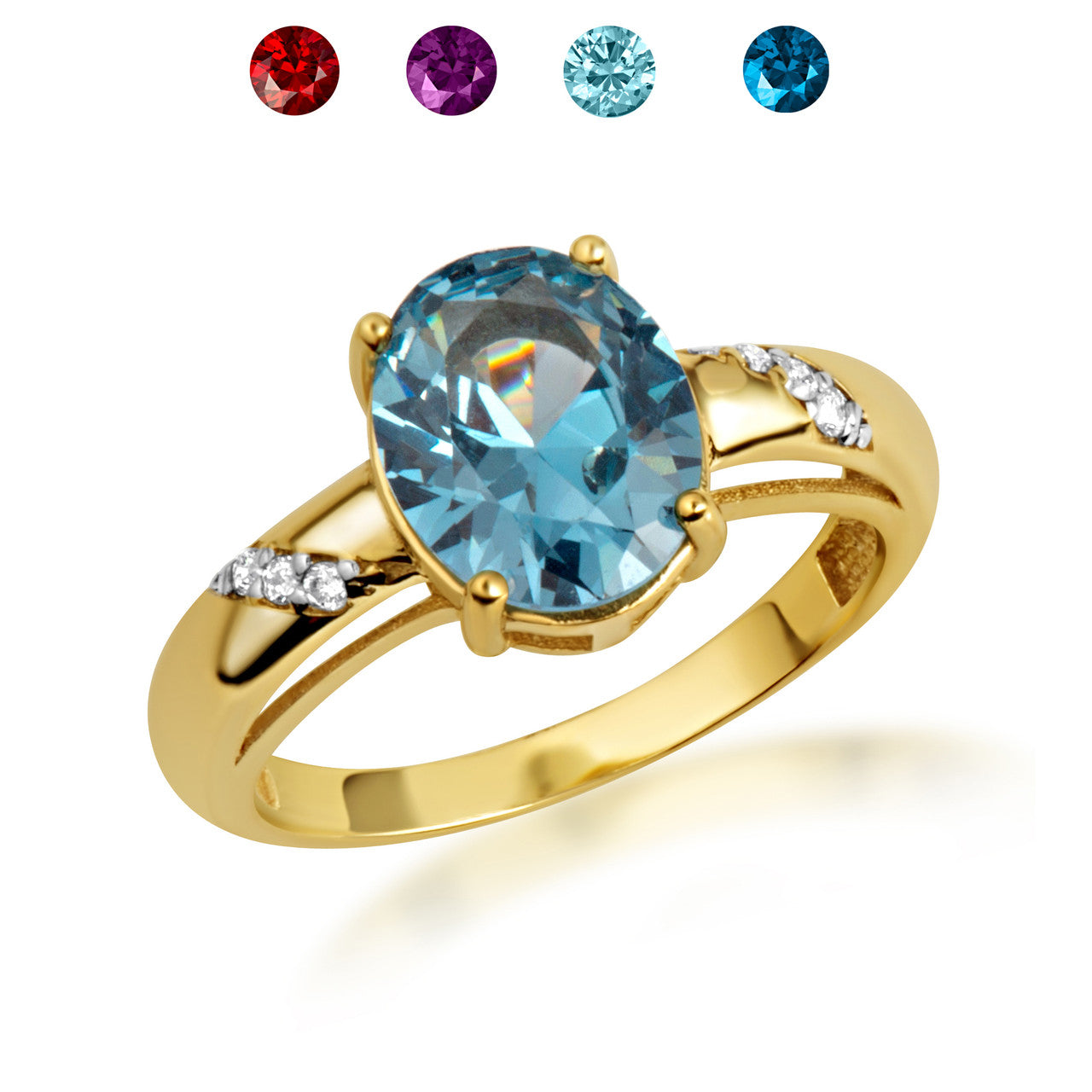 Yellow Gold Diamond Oval Gemstone Statement Ring