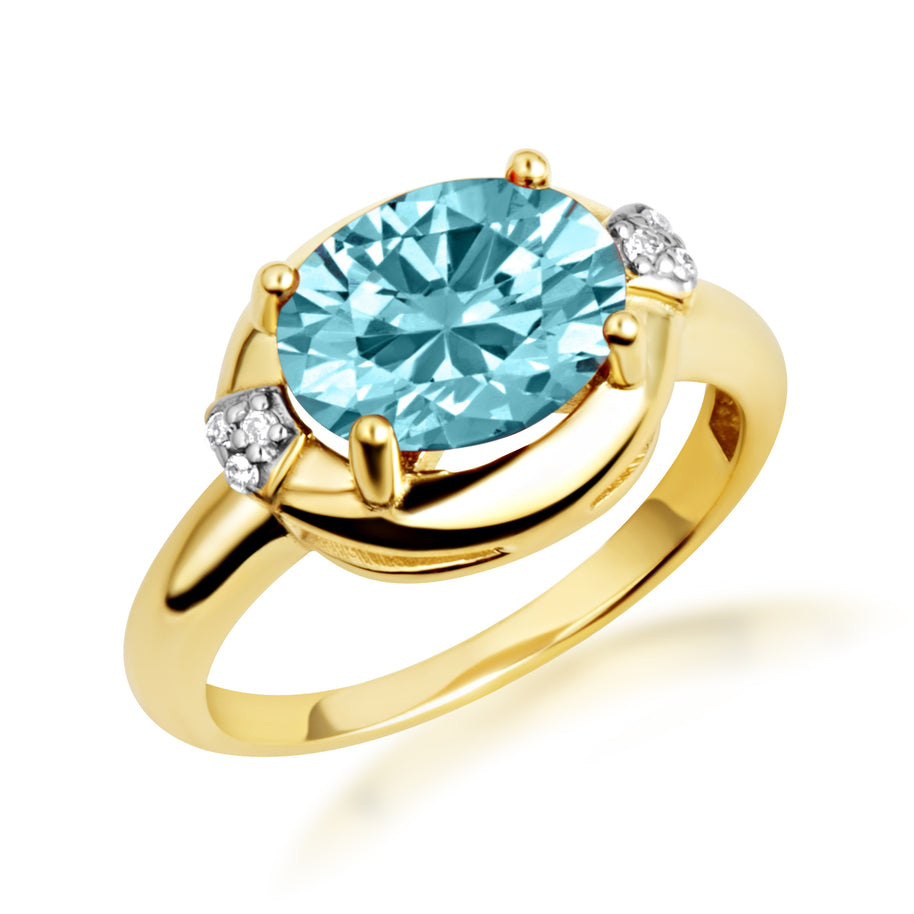 Yellow Gold Oval Gemstone Diamond Statement Ring