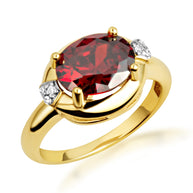 Yellow Gold Oval Gemstone Diamond Statement Ring