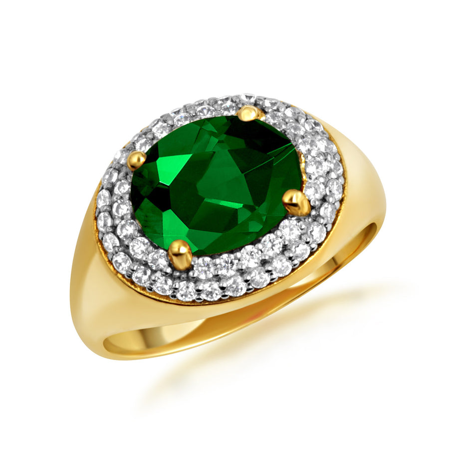 Yellow Gold Oval Birthstone Cubic Zirconia Halo Ring