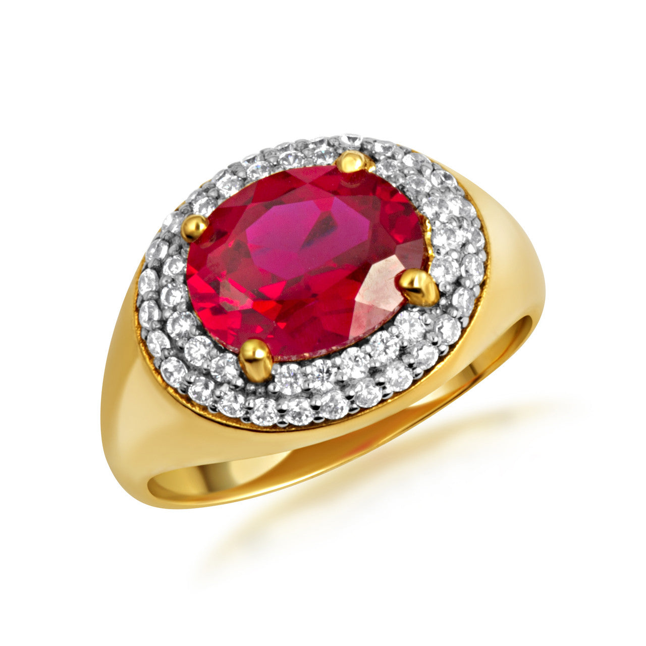 Yellow Gold Oval Birthstone Cubic Zirconia Halo Ring