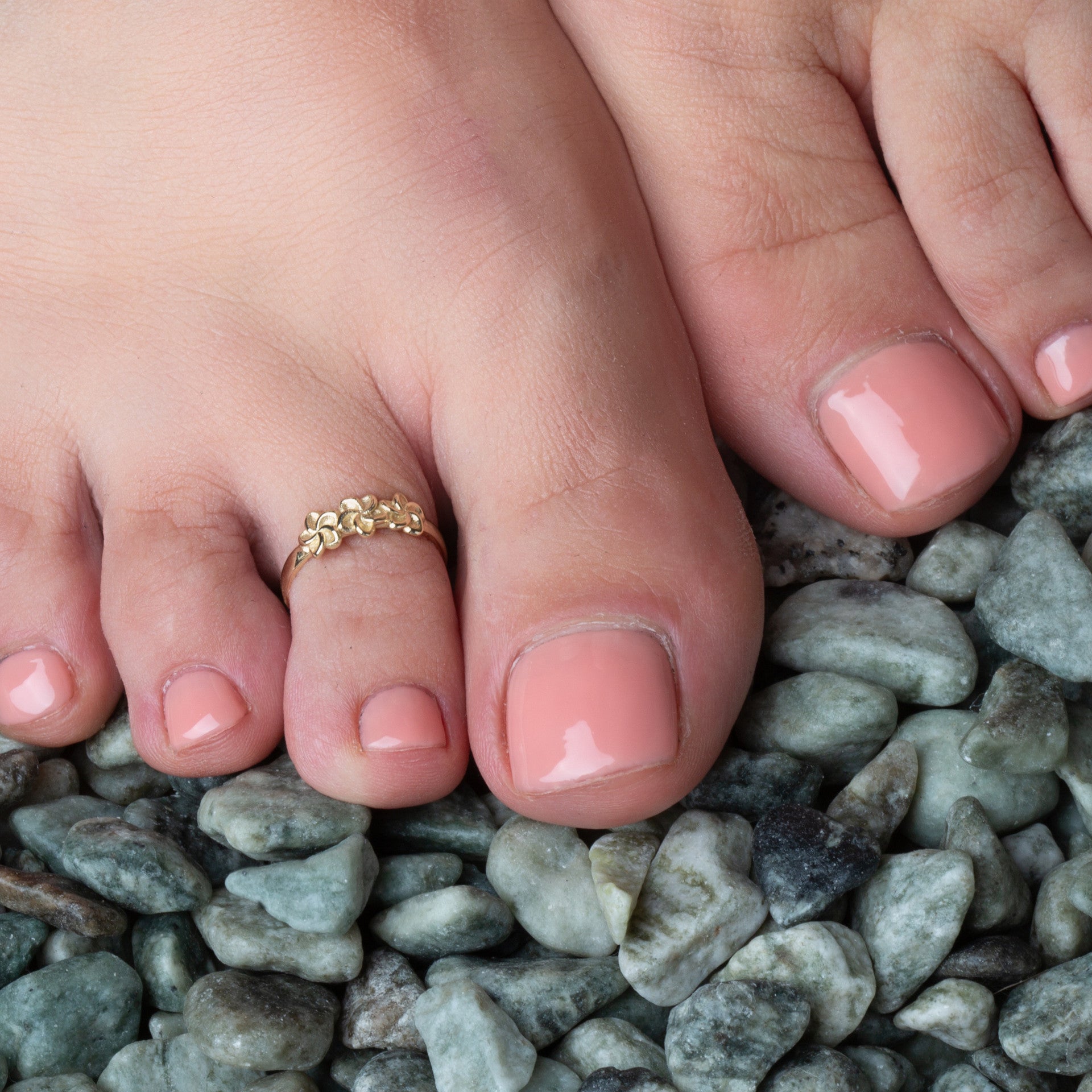 Gold Hawaiian Plumeria Flower Toe Ring (Available in Yellow/Rose/White Gold)