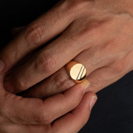 Two-Tone Gold Striped Oval Signet Ring