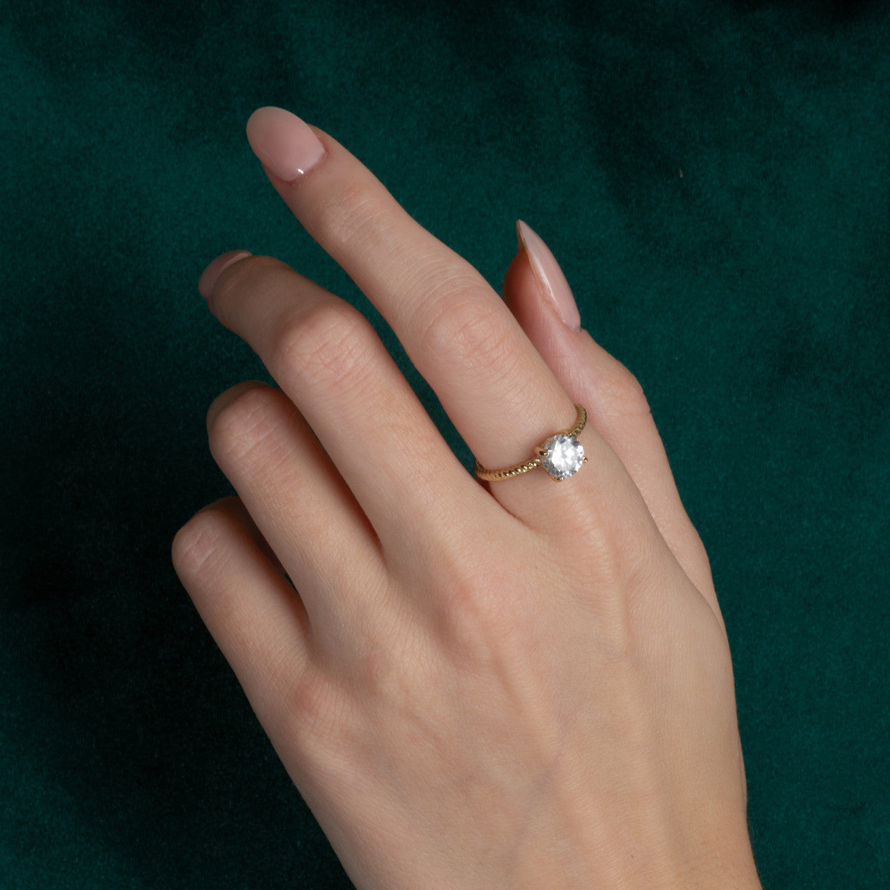 Gold Personalized Birthstone Rope Ring (Available in Yellow/Rose/White Gold)