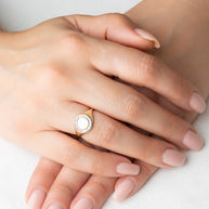 Gold Engravable Diamond Halo Signet Ring (Available in Yellow/Rose/White Gold)
