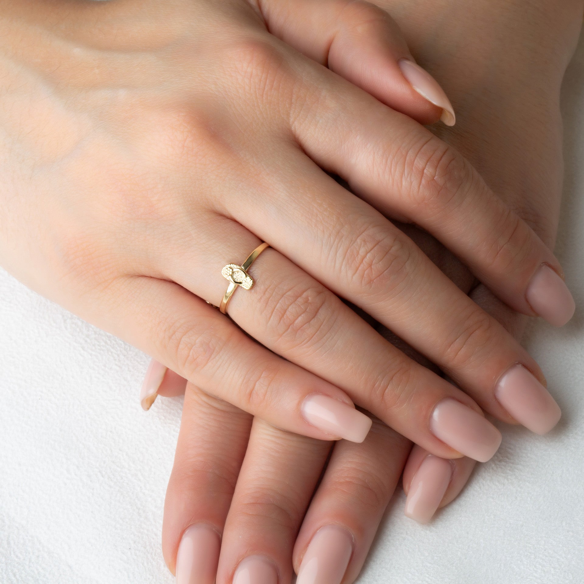 Gold Beach Sandals Flip-Flop Ring (Available in Yellow/Rose/White Gold)