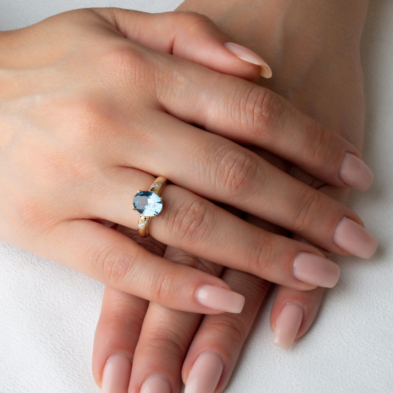 Yellow Gold Diamond Oval Gemstone Statement Ring