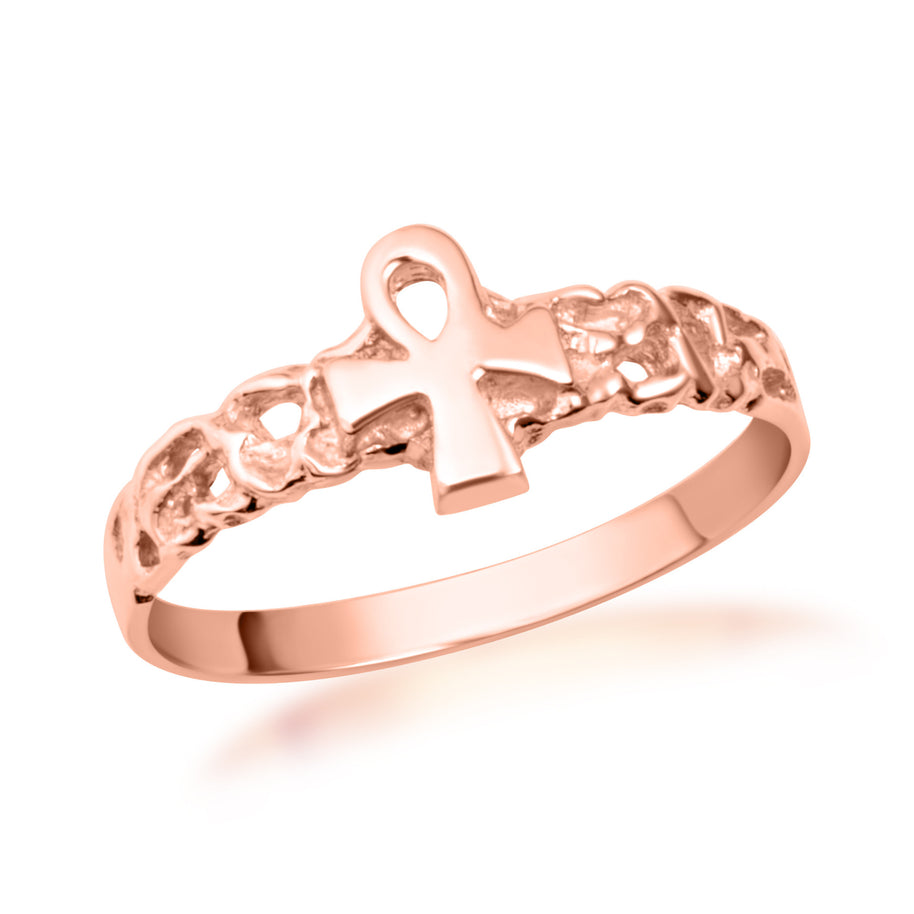 Gold Ankh Cross Nugget Ring (Available in Yellow/Rose/White Gold)