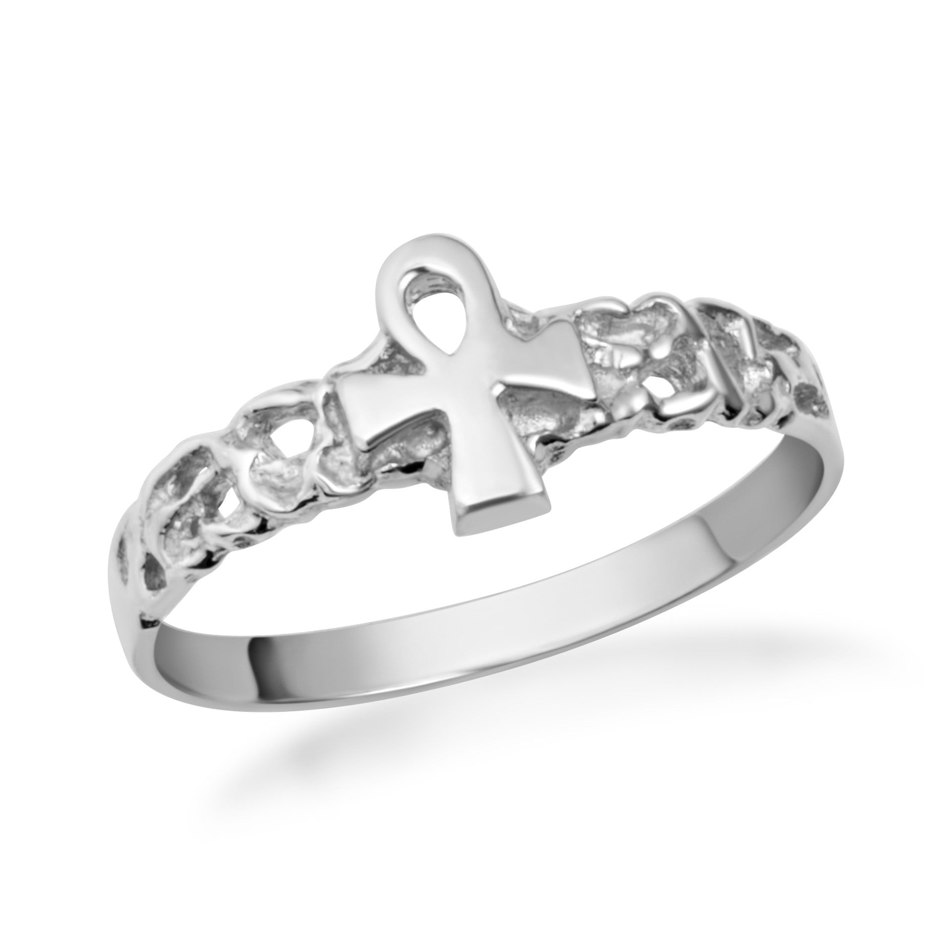 Gold Ankh Cross Nugget Ring (Available in Yellow/Rose/White Gold)
