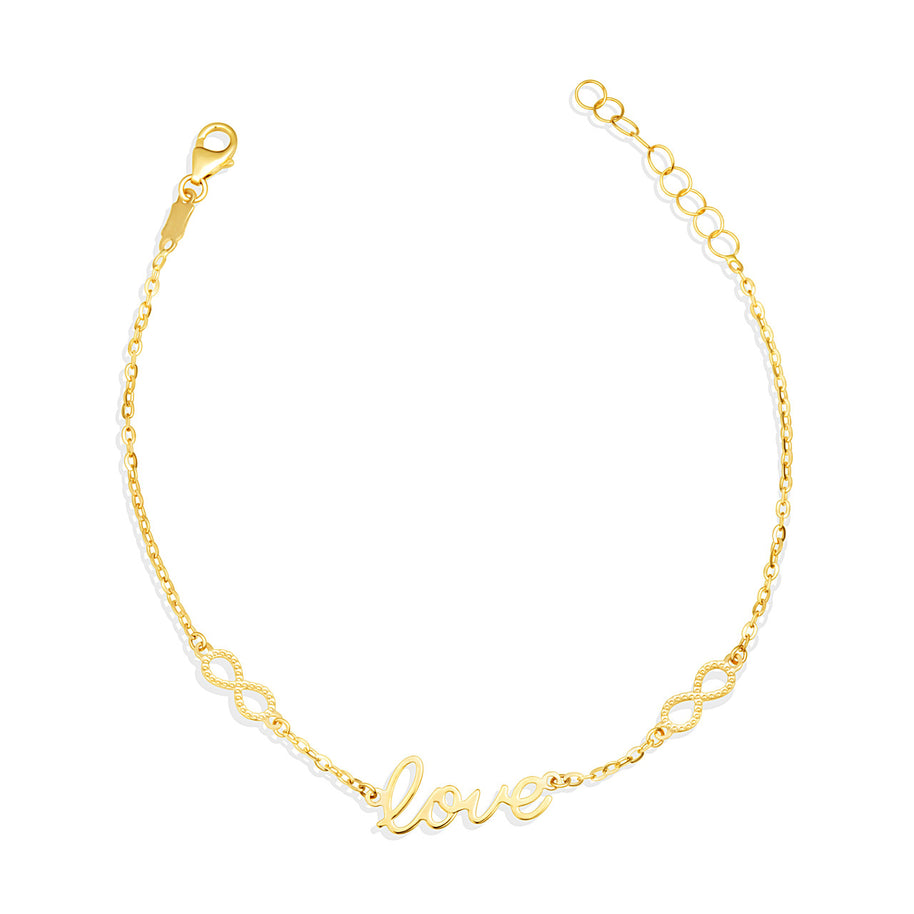 14K Yellow Gold Infinity Love Charm Bracelet