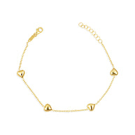 14K Yellow Gold Heart Love Charm Bracelet