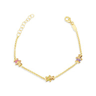 14K Yellow Gold Enamel Teddy Bear Charm Baby Bracelet
