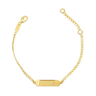 14K Yellow Gold Diamond Car Nameplate Engravable Baby Bracelet