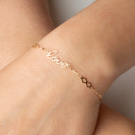 14K Yellow Gold Infinity Love Charm Bracelet