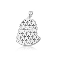 .925 Sterling Silver Jesus Christ Face Diamond Cut Pendant Necklace (Available in Small/Medium/Large)