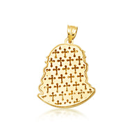 Tri-Color Gold Jesus Christ Face Diamond Cut CZ Pendant Necklace (Available in Small/Medium/Large)