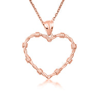 Gold Heart Crown of Thorns Jesus Christ Pendant Necklace XS/S/M/L/XL (Available Yellow/Rose/White Gold)
